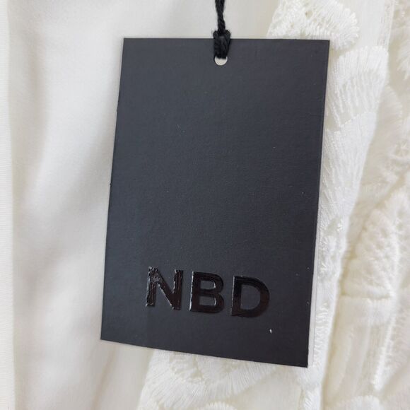 Revolve NBD Faith White Lace Mini Dress Small Plunging Neckline Sleeveless NWT - Picture 8 of 13